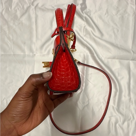 Tory Burch Mini Lee Radziwill Croc Embossed Leather Satchel - Picture 9 of 13